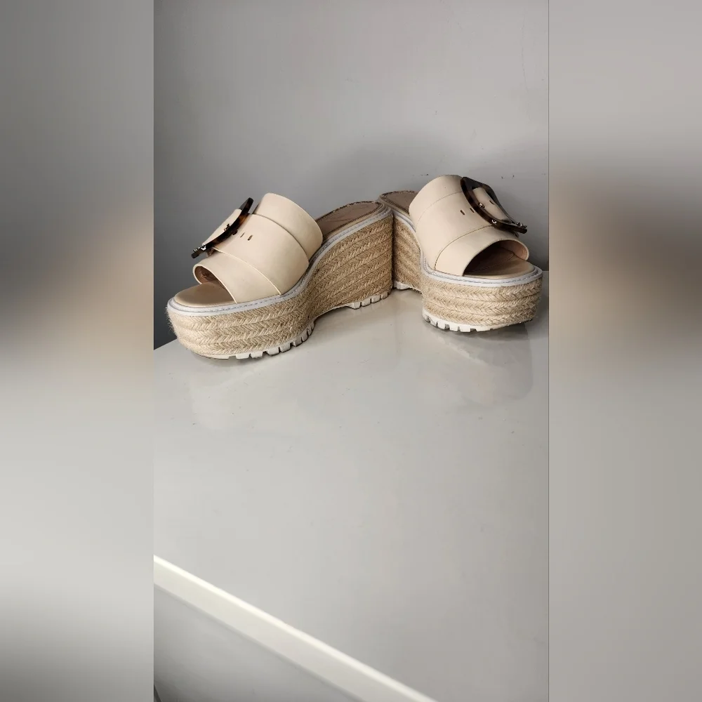 Women's Sam Edelman Cream Espadrille Platform Sandals - Picture 5 of 8